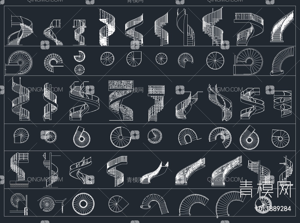 超全旋转楼梯CAD图库