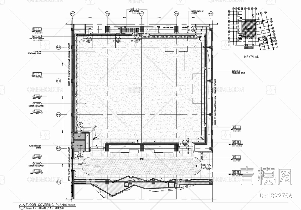 HBA酒店宴会厅及前厅室内施工图  中餐厅 多功能厅 宴会厅 活动中心