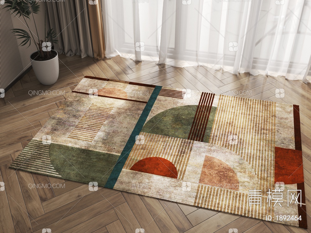 方形抽象几何地毯