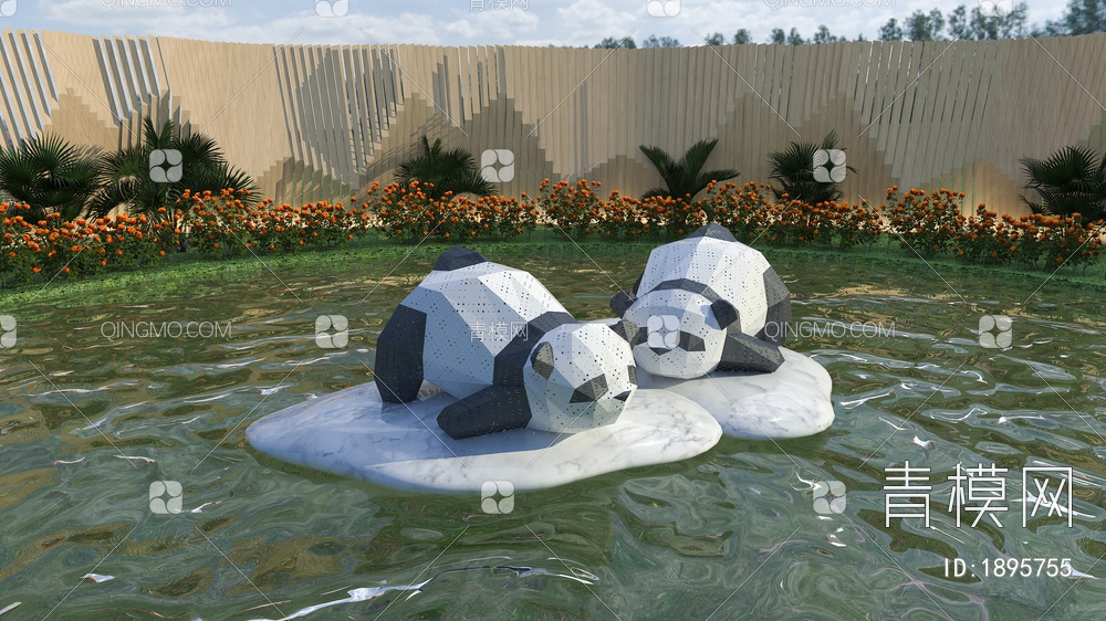 创意熊猫雕塑美陈
