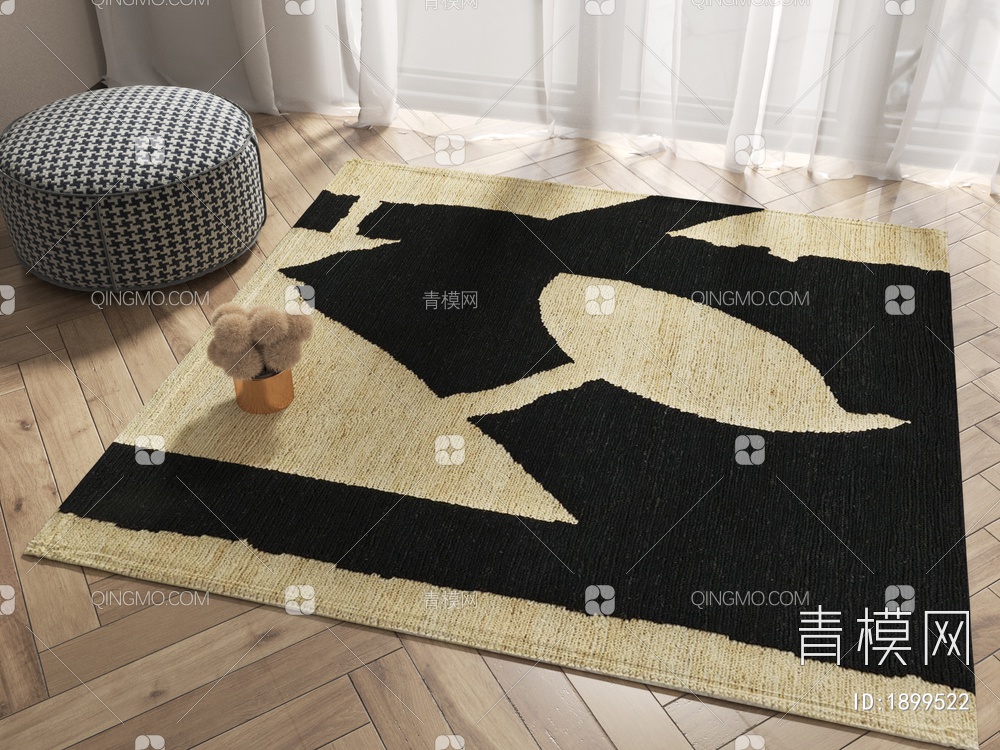 方形抽象几何地毯