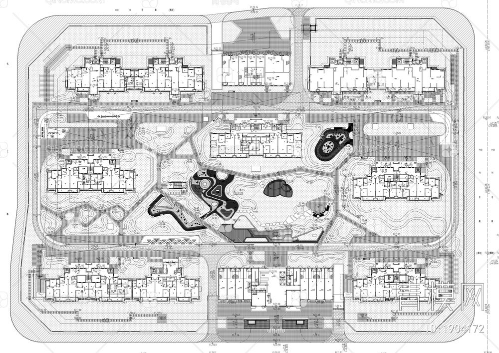 小区景观平面设计 居住区平面图 施工图