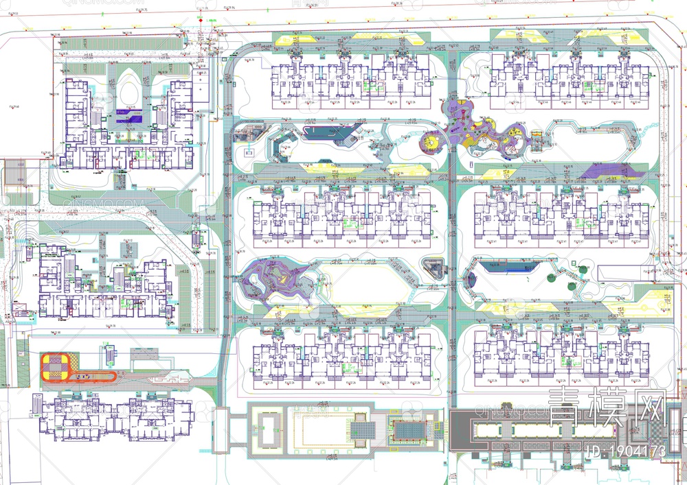 小区景观平面设计 居住区平面图 施工图