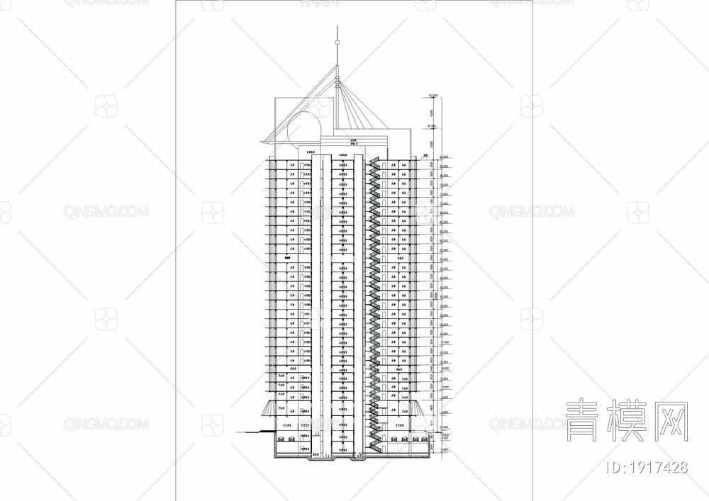 某二十八层宾馆综合楼建筑方案图
