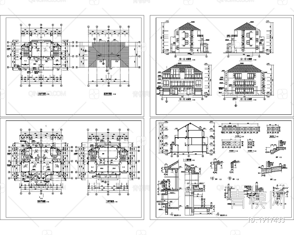 双拼别墅建筑图