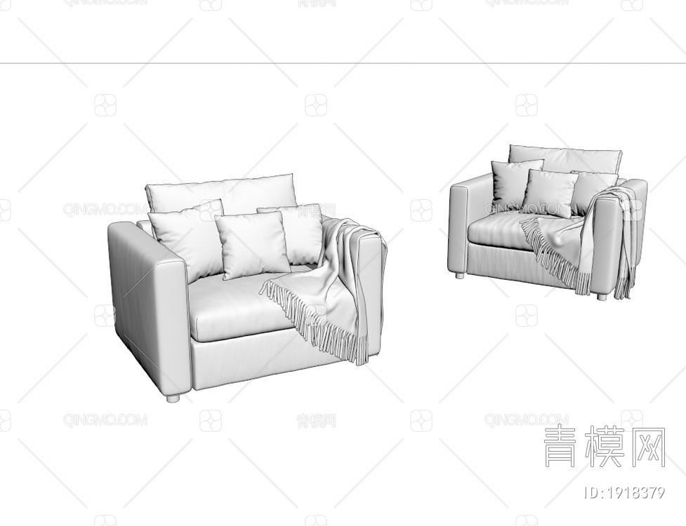 灰色布料单人沙发