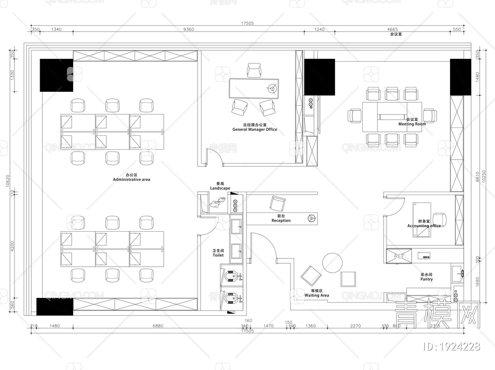 200㎡办公室全套 施工图