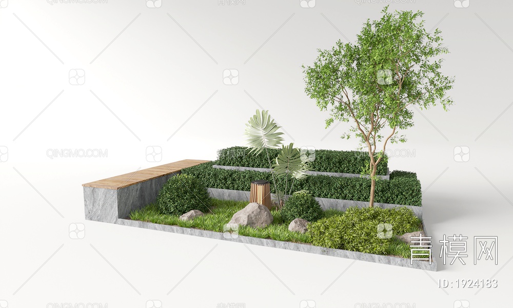 植物组合 景观石 花圃 草坪景观 庭院景观小品 户外景观坐凳