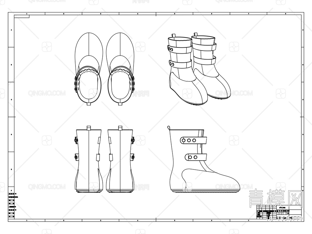 儿童雨鞋CAD制作图
