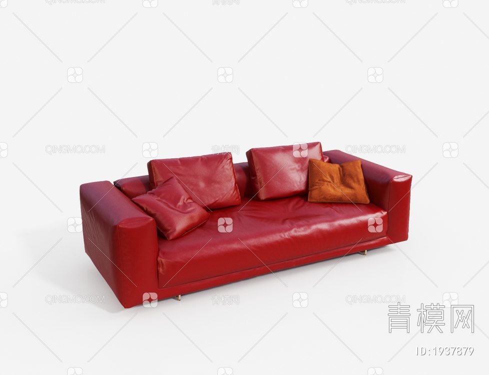 红色真皮双人沙发