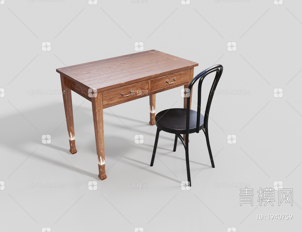 原木书桌椅 梳妆台