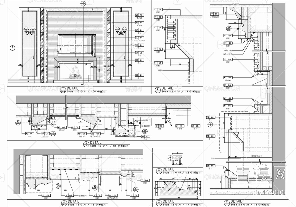 欧美四层别墅室内施工图家装 私宅 洋房 别墅 豪宅 样板房