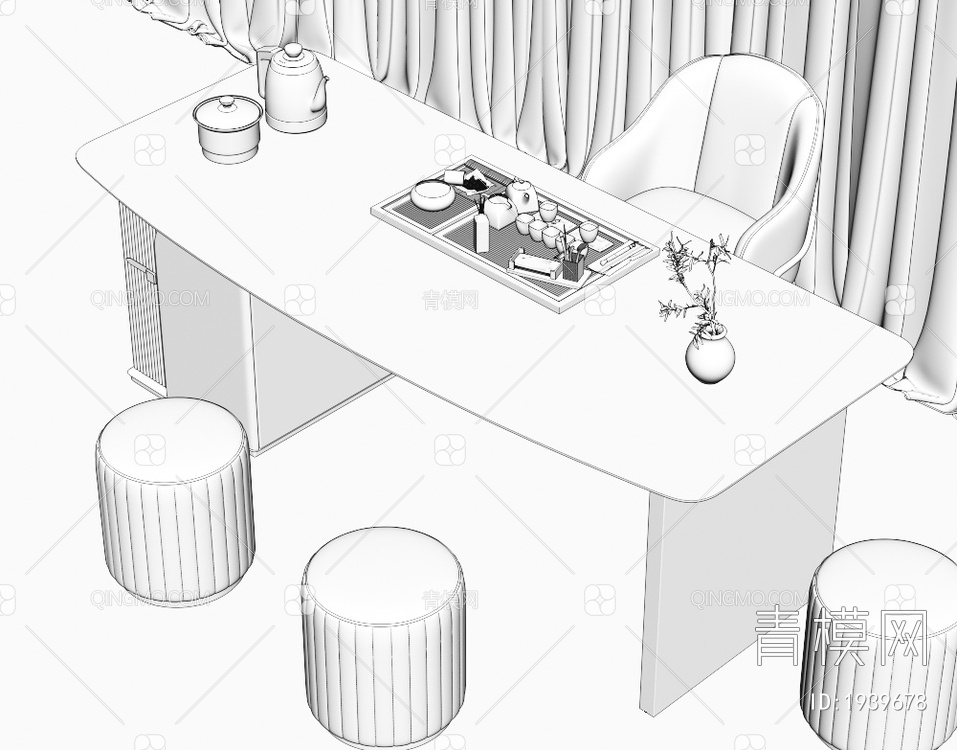 大理石茶桌椅组合 茶室 大理石茶桌 茶台 岩板泡茶桌 品茶区 茶盘茶具