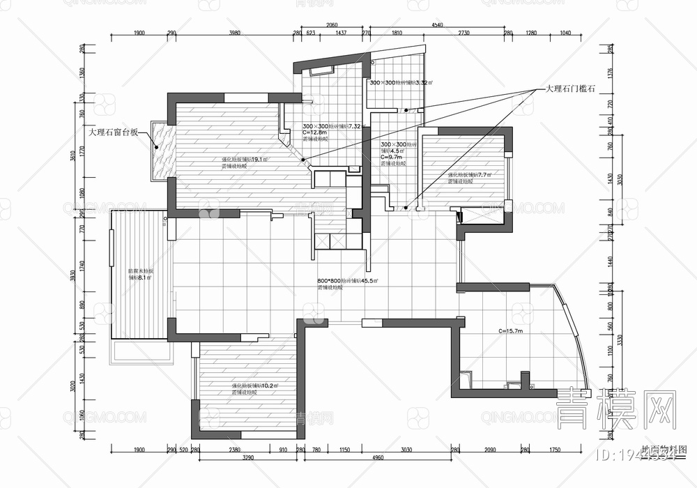 120㎡三居室家装室内施工图 家装 私宅 样板房 平层