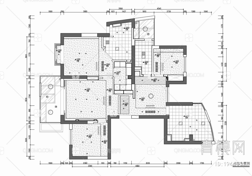 120㎡三居室家装室内施工图 家装 私宅 样板房 平层