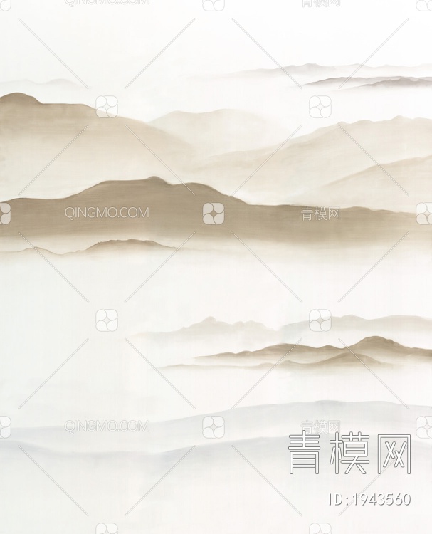 中式山水壁画，壁纸