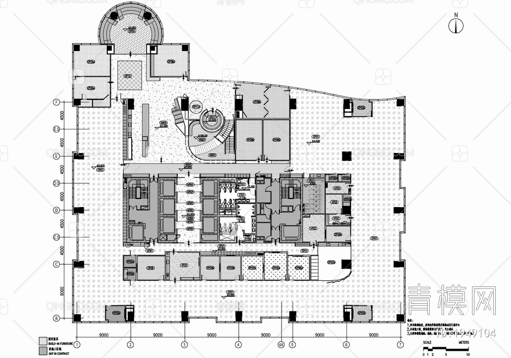 三层办公室施工图  办公楼 开敞办公 办公空间