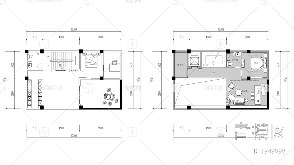 500㎡别墅CAD平面方案
