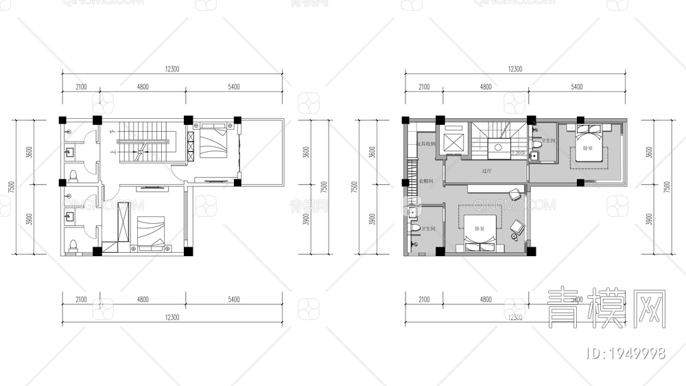 500㎡别墅CAD平面方案