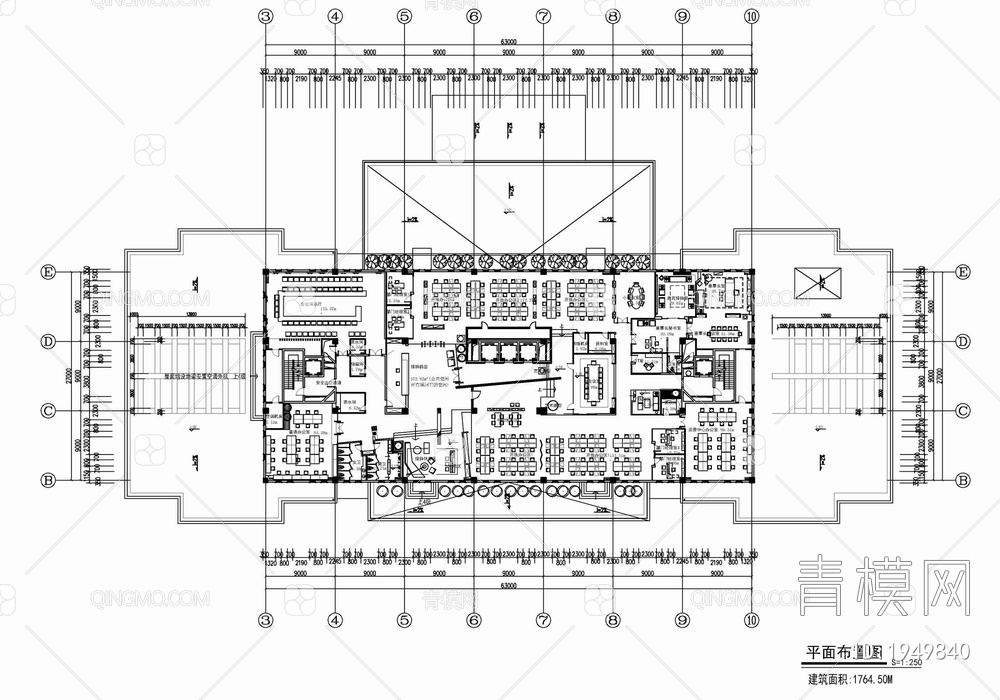 1800㎡办公室施工图 办公空间 会议室 开敞办公