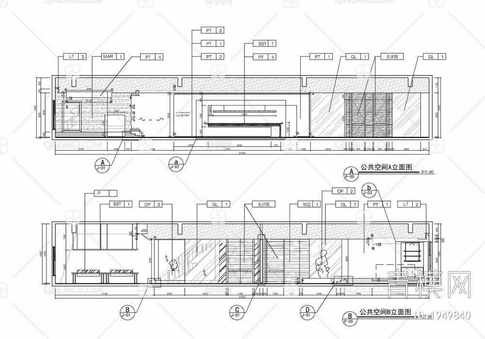 1800㎡办公室施工图 办公空间 会议室 开敞办公