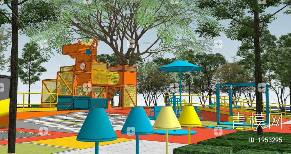 彩色木马格子儿童游乐景观广场