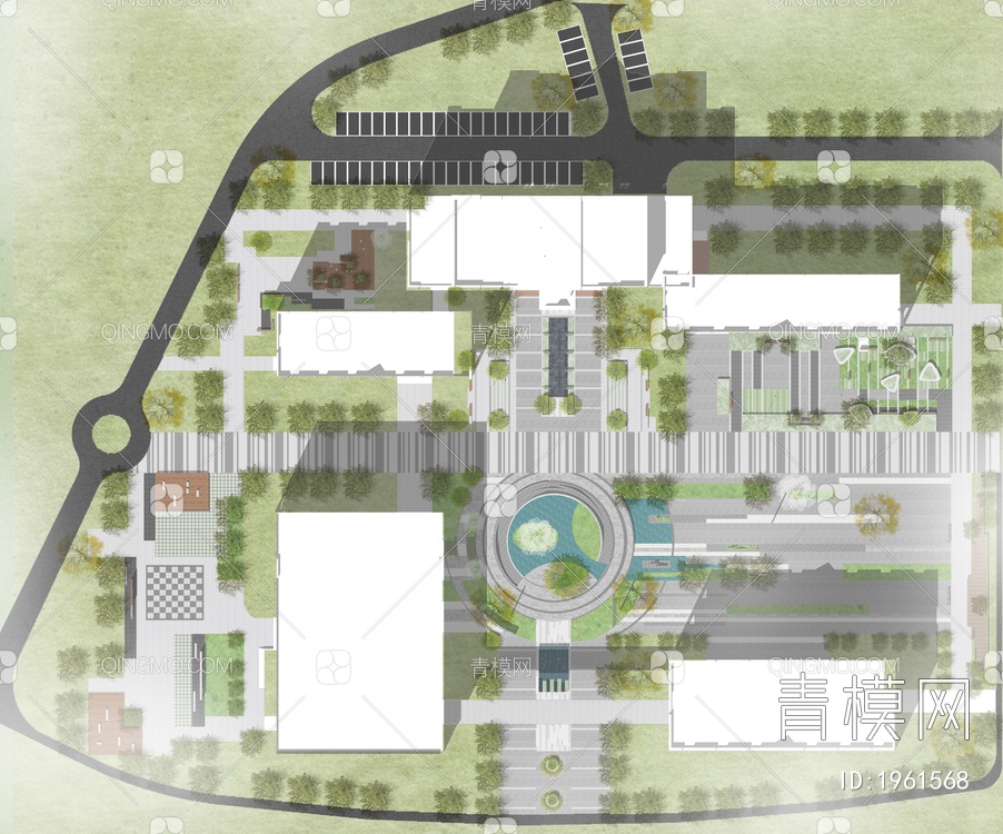 校园广场景观平面方案含彩平 施工图