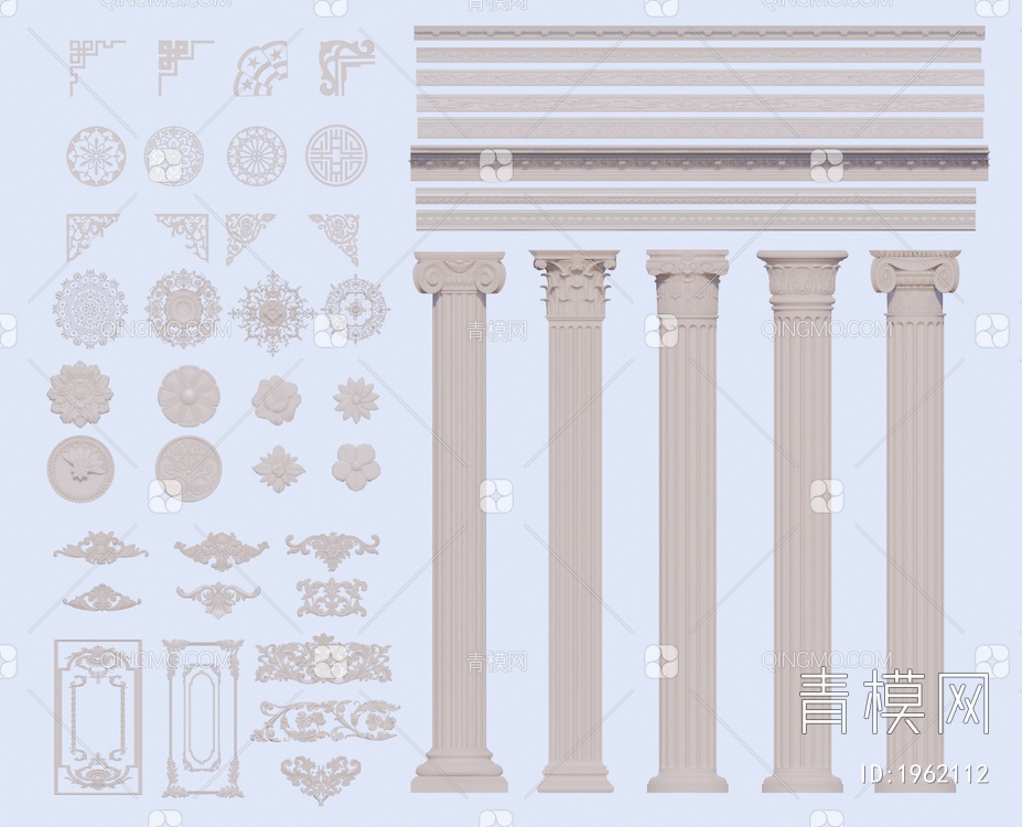 石膏线、罗马柱、雕花