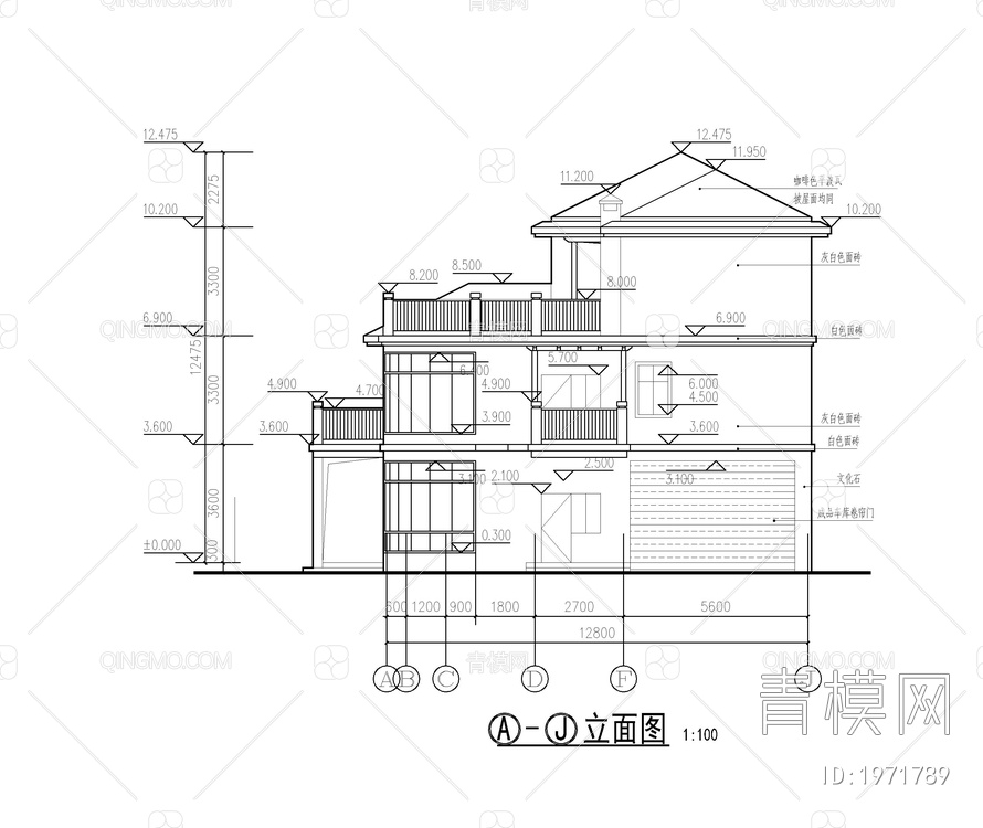 别墅CAD全套图纸，平面图，立面图，建筑水电结构图纸