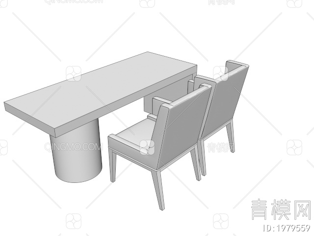 深灰色书桌椅组合