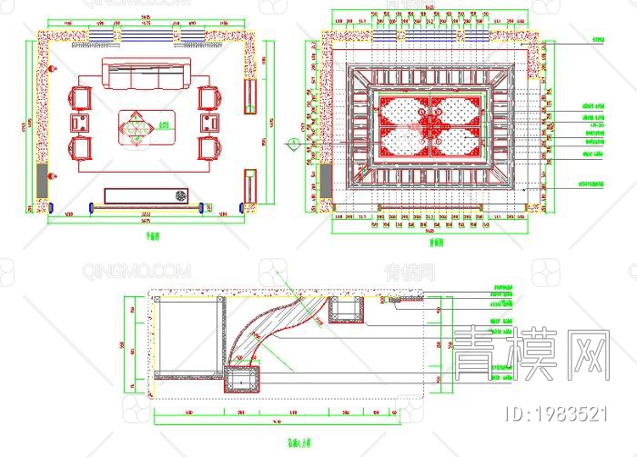 室内设计家装吊顶天花顶棚造型cad素材图库