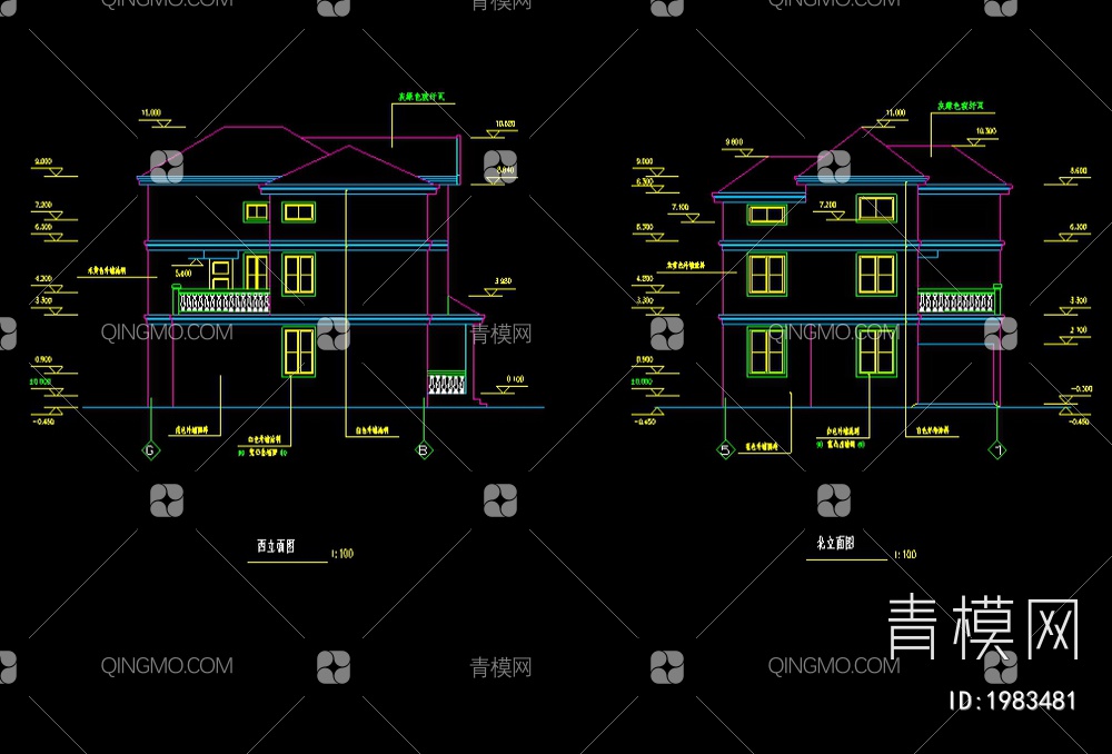私人住宅建筑施工CAD图纸