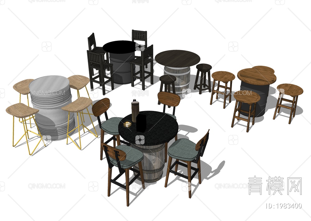 酒吧座椅 油漆桶铁桌椅