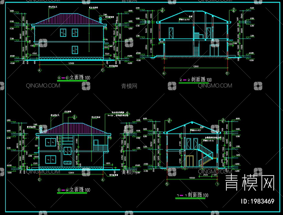 休闲别墅设计CAD施工图