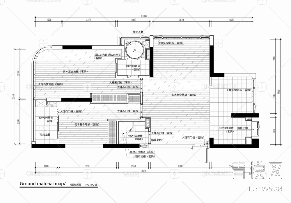 95㎡两居室家装公寓样板间施工图  家装 私宅 样板间 公寓 平层