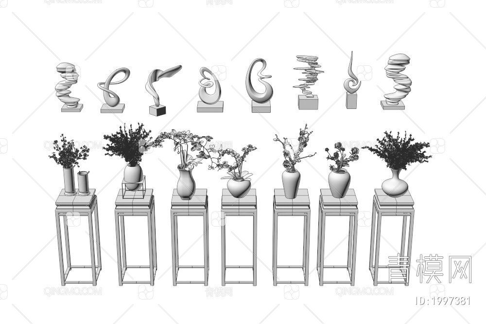 花架 花瓶 花艺 雕塑 摆件组合