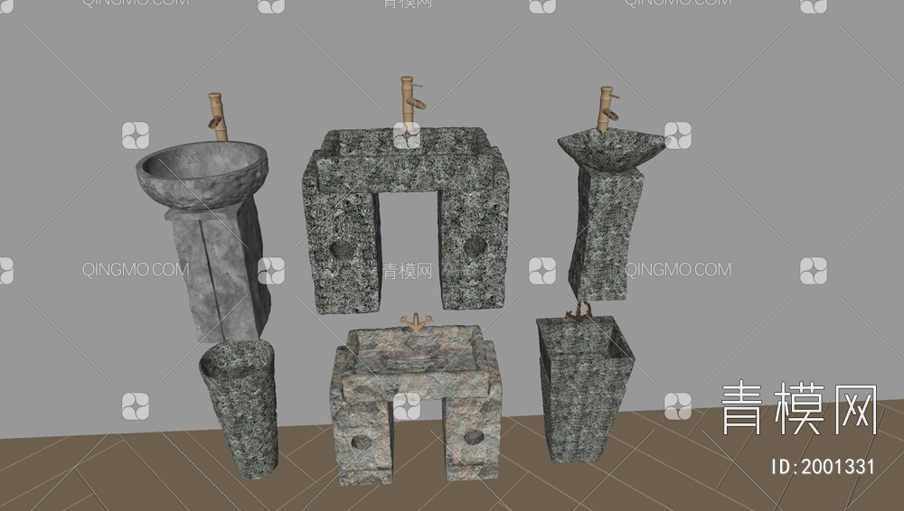 岩石立柱式洗手台