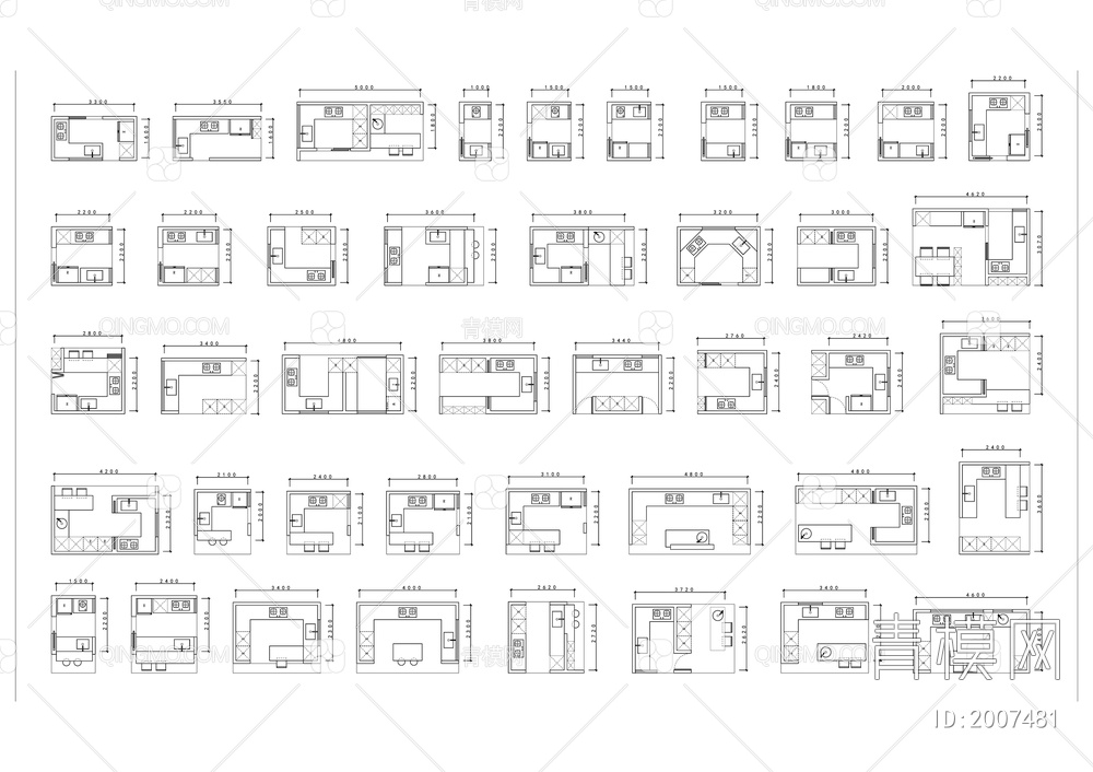 厨房、卫生间布局 厨房卫生间百种布置图 平面布置方式 布置模块图