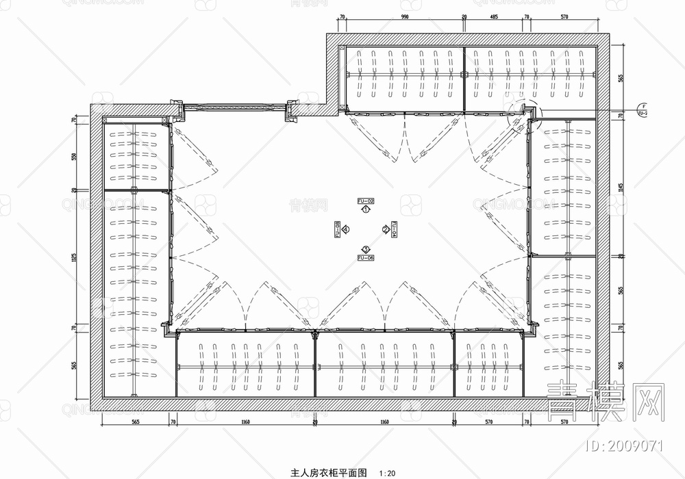 衣帽间衣柜内部结构及剖面详图 衣帽间 衣柜 储物柜 柜子