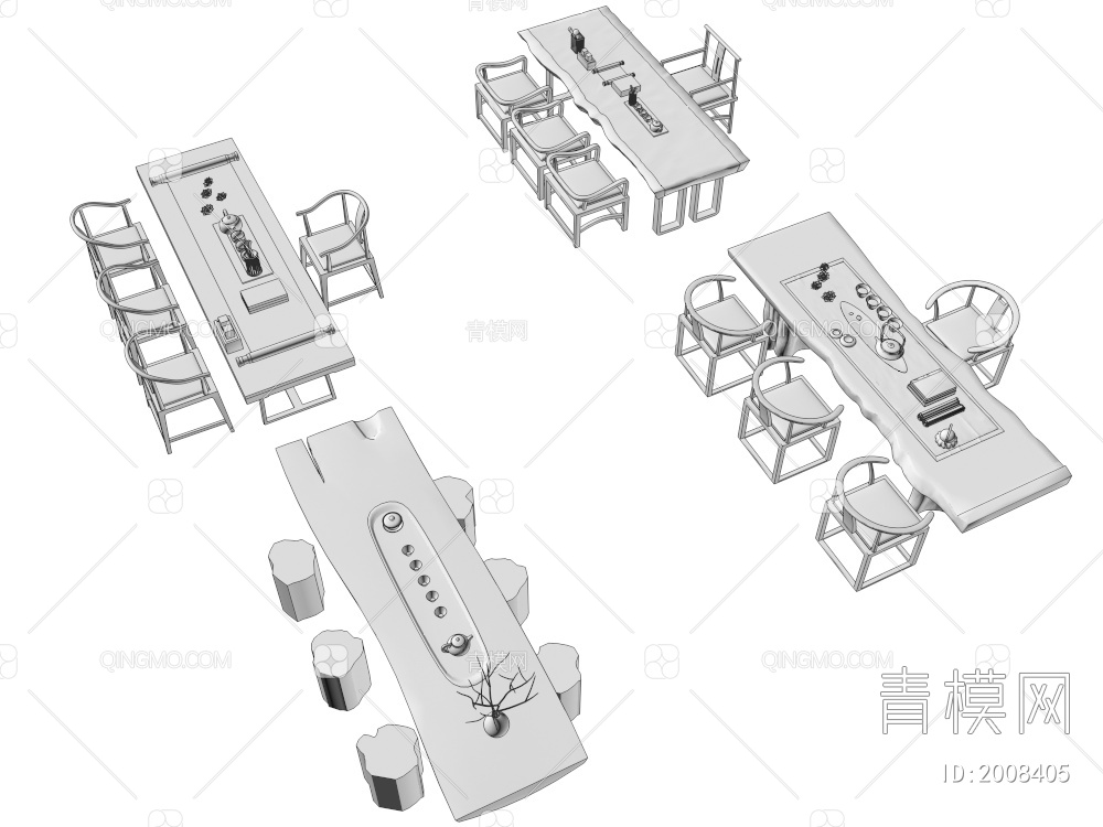 茶桌椅组合_大板_茶台_木_墩