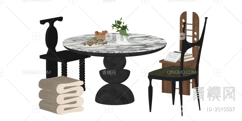 中古风餐桌椅 圆桌