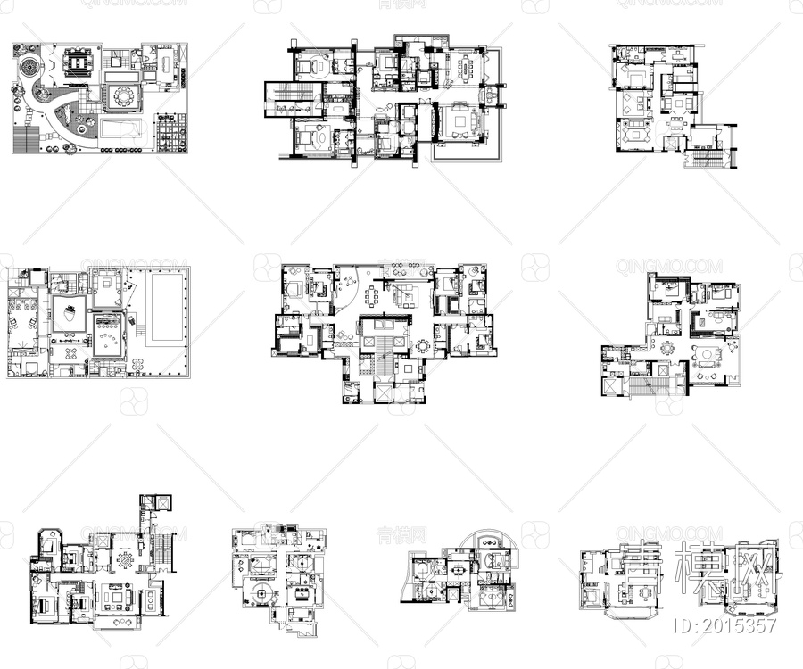 100套豪宅别墅方案CAD案例合集