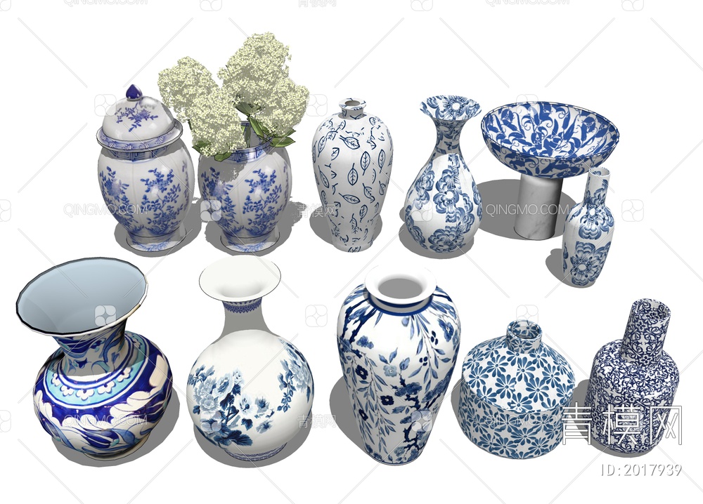 青花瓷花瓶 古董瓷器