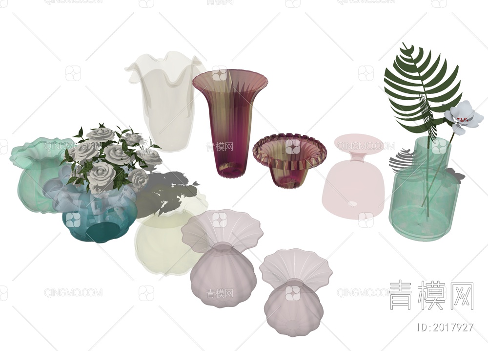 透明彩色花瓶 玻璃瓷器