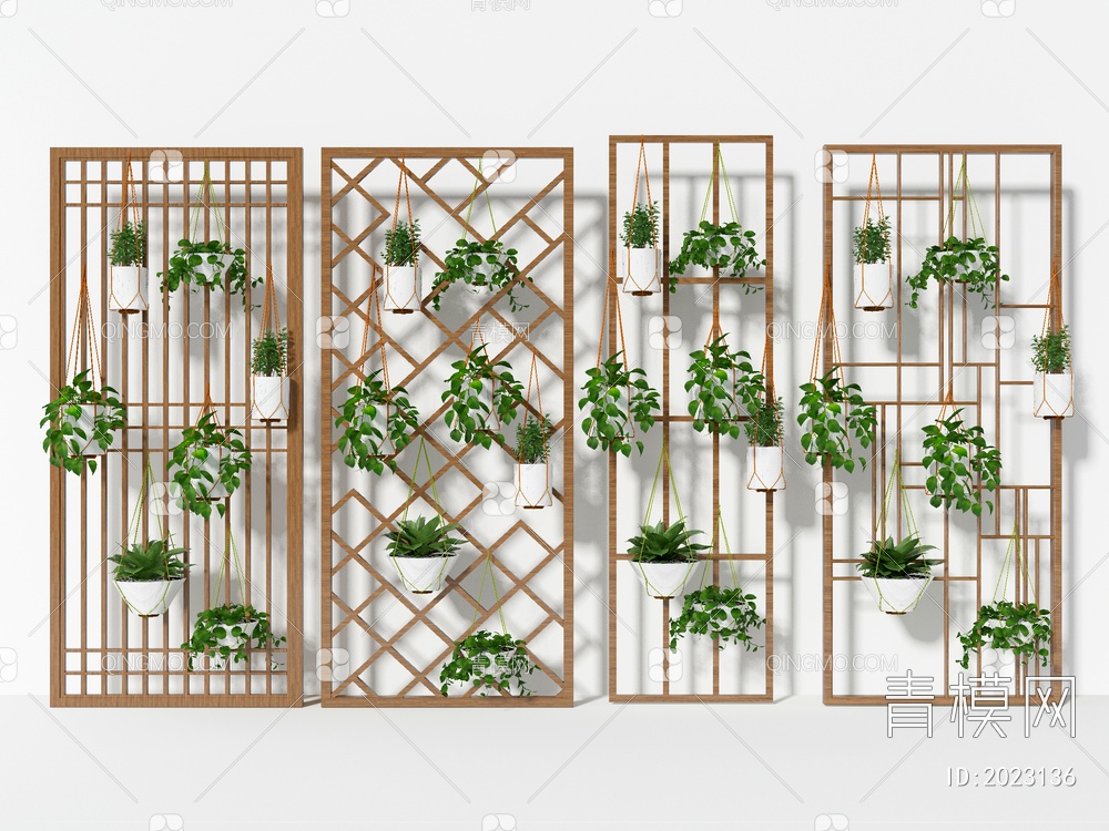 金属装饰吊篮绿植的植物墙