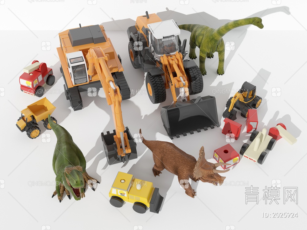 儿童塑料恐龙工程车玩具