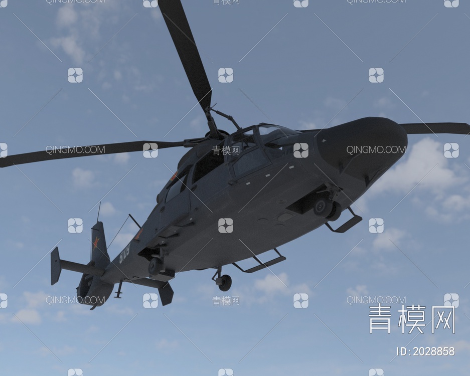 中国人民解放军海豚直升机AS365中型多用途直升机带驾驶舱内饰