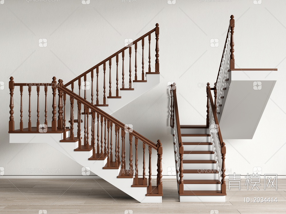 实木扶手楼梯 转角楼梯 扶手栏杆