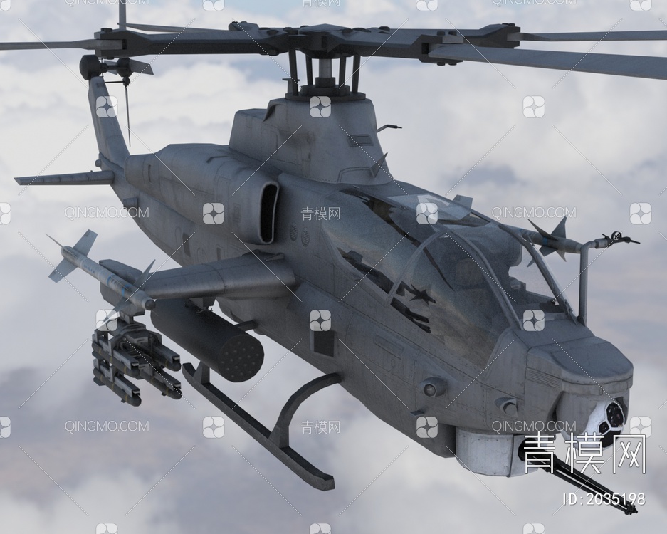 AH1Z蝰蛇武装直升机带内饰驾驶舱