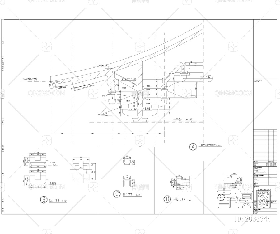 CAD古建筑山门施工图